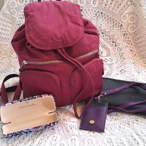 - Vera Bradley Nylon Backpack & Glasses Case, withunbranded Lanyard &  Pou…